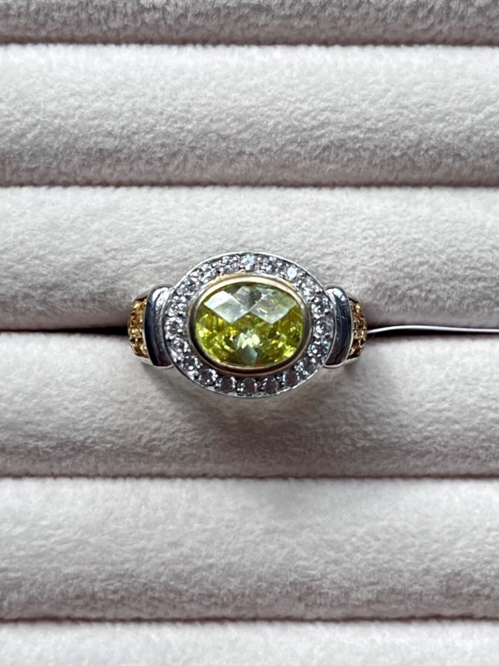 R150 | Large Peridot CZ Two-Tone Ring